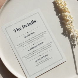 Cartão De Informações Detalhes do Casamento Chic Minimalista Elegante