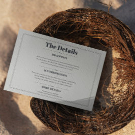 Cartão De Informações Detalhes do Casamento Chic Minimalista Elegante