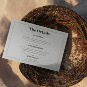 Cartão De Informações Detalhes do Casamento Chic Minimalista Elegante