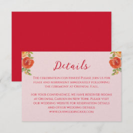 Cartão De Informações Detalhes do casamento chinês com flores amarelas a