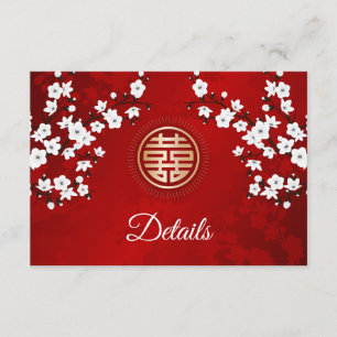 Cartão De Informações Detalhes do Casamento Chinês do Flor de Cereja Bra