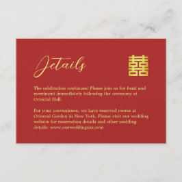 Cartão De Informações Detalhes do casamento chinês moderno de ouro verme