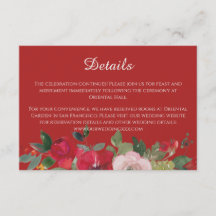 Detalhes do casamento chinês moderno floral vermel