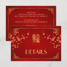 Detalhes do Casamento Chinês Red Blossom