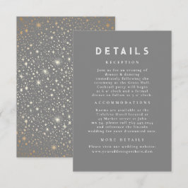 Cartão De Informações Detalhes do Casamento Cinza Celestial Noite Estrel