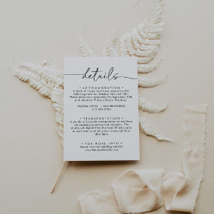 Cartão De Informações Detalhes do Casamento Clássico Branco Negro