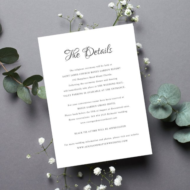 Cartão De Informações Detalhes do casamento clássico de caligrafia forma (Criador carregado)