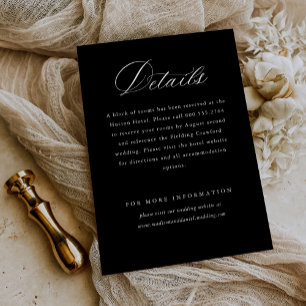Cartão De Informações Detalhes do Casamento Clássico de Script Elegante 