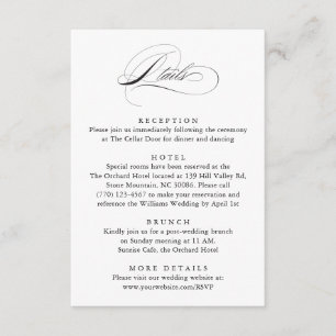Cartão De Informações Detalhes do Casamento Clássico do Script Elegante 