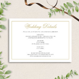 Cartão De Informações Detalhes do casamento clássico e Dourado