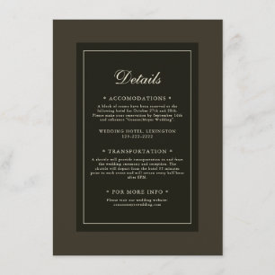Cartão De Informações Detalhes do Casamento Clássico Escuro de Outono Ca