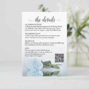 Cartão De Informações Detalhes do Casamento Código QR Rosa Azul Poeira L