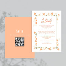 Detalhes do casamento Código QR RSVP Peach Floral