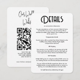 Cartão De Informações Detalhes do Casamento Código Qr Simples Chic Preto