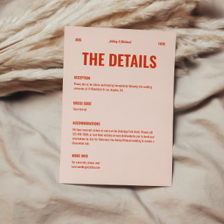 Cartão De Informações Detalhes do Casamento Colorido e Negrito Retroativ