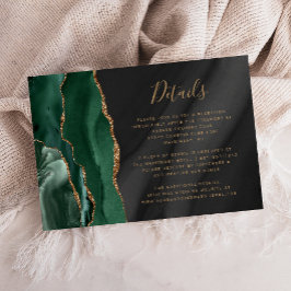 Cartão De Informações Detalhes do Casamento com Ágata Verde Esmeralda e