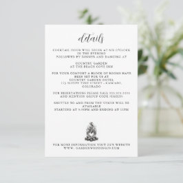 Cartão De Informações Detalhes do Casamento com Amor à Luz de Velas