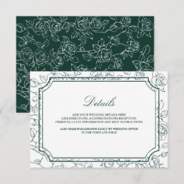 Cartão De Informações Detalhes do Casamento com Arte de Linha Verde Esme
