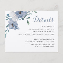 Cartão De Informações Detalhes do Casamento com Brasão Monograma em Aqua