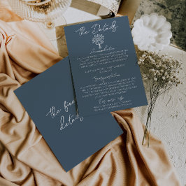 Cartão De Informações Detalhes do Casamento com Buquê Floral Azul Boho M