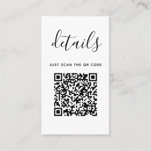 Cartão De Informações Detalhes do Casamento com Código QR Minimalista
