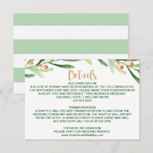 Cartão De Informações Detalhes do Casamento com Coroa de Azevinho de Nat