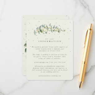 Cartão De Informações Detalhes do Casamento com Cream Snowberry + Eucali