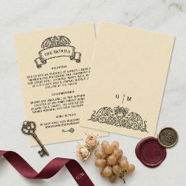 Cartão De Informações Detalhes do Casamento com Emblema do Dragão Vintag