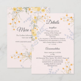 Cartão De Informações Detalhes do Casamento com Flores Silvestres Rosa B