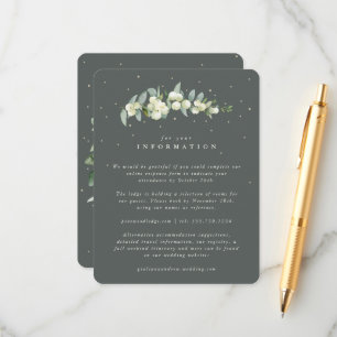 Cartão De Informações Detalhes do Casamento com Galhos de Eucalipto + Ne