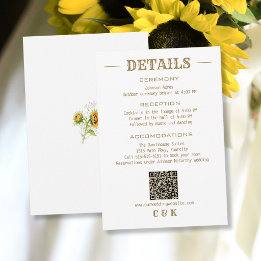 Cartão De Informações Detalhes do Casamento com Girassóis do Campo - Enc