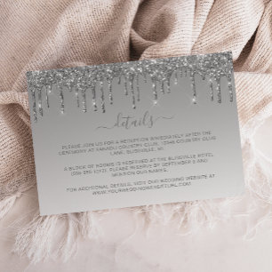 Cartão De Informações Detalhes do Casamento com Glitter Derrubado de Pra