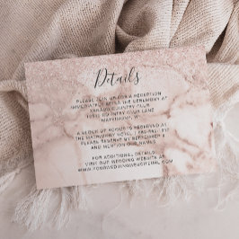 Cartão De Informações Detalhes do Casamento com Glitter Marble Dourado E