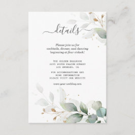 Cartão De Informações Detalhes do Casamento com Granja Dourada de Aquare