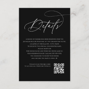 Cartão De Informações Detalhes do Casamento com Monograma em Script Códi