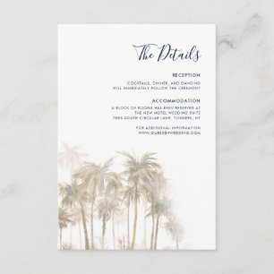 Cartão De Informações Detalhes do Casamento com Palmeira em Aquarela