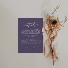 Cartão De Informações Detalhes do Casamento com Púrpura Boho Chic Plum
