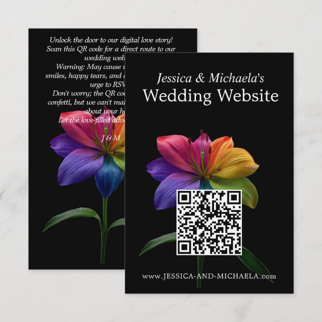 Cartão De Informações 🌈DETALHES do casamento com QR code (Frente/Verso)