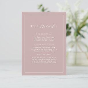 Cartão De Informações Detalhes do Casamento com Rosa de Empoeiramento Mi