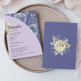 Cartão De Informações Detalhes do Casamento com Roxo da Lua Whimsical