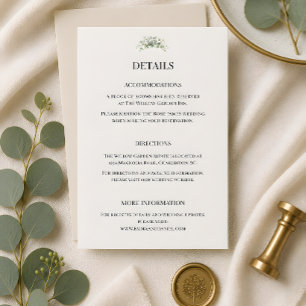 Cartão De Informações Detalhes do Casamento com Verde de Eucalipto Luxuo