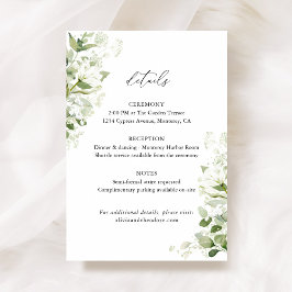 Cartão De Informações Detalhes do Casamento com Verde Salvia Orgânico, I