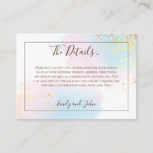 Cartão De Informações Detalhes do Casamento Confetti Dourado com Cor de