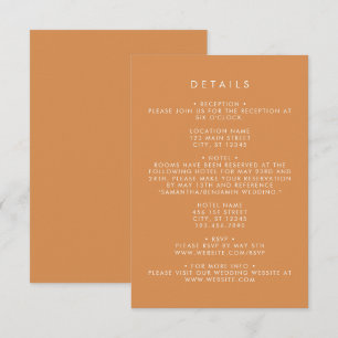 Cartão De Informações Detalhes do Casamento Coordenado Butterscotch