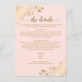 Cartão De Informações Detalhes do Casamento Cor-de-Rosa Espelho Dourado 
