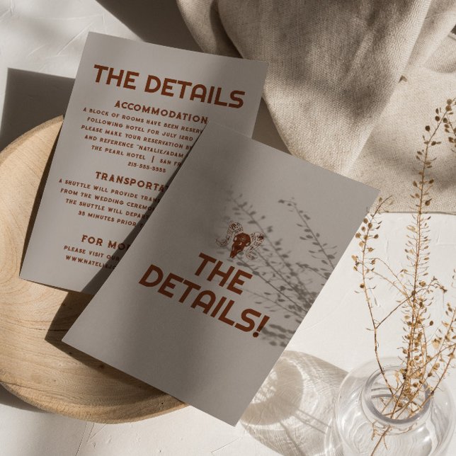 Cartão De Informações Detalhes do Casamento Crânio de Touro Negrito Retr (Criador carregado)