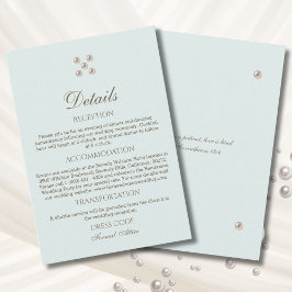 Cartão De Informações Detalhes do Casamento Cristão Pérola Azul Empoeira