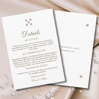 Cartão De Informações Detalhes do Casamento Cristão Pérola Elegante 