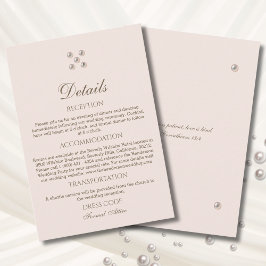 Cartão De Informações Detalhes do Casamento Cristão Pérola Rosa Empoeira