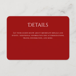 Cartão De Informações Detalhes do Casamento Curvo da Tipografia Vermelha